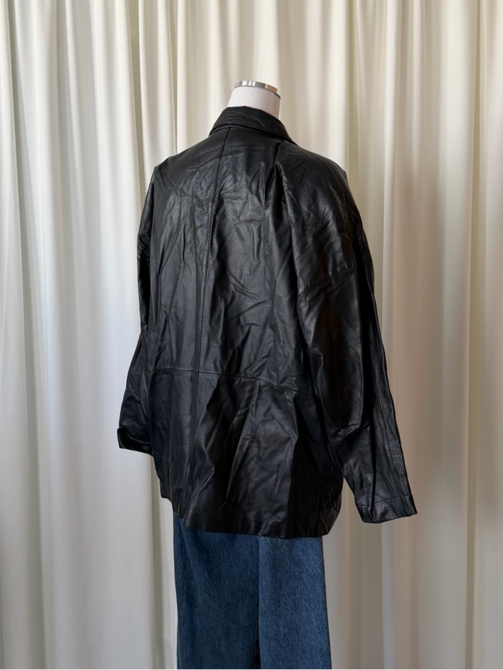 Toffs Vintage 90s Black Leather Jacket Size Medium. - Picture 5 of 16